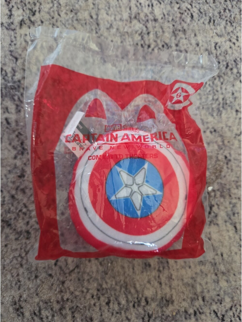 McDonalds Captain America Shield Plush Ornament New Bag Has Small Hole